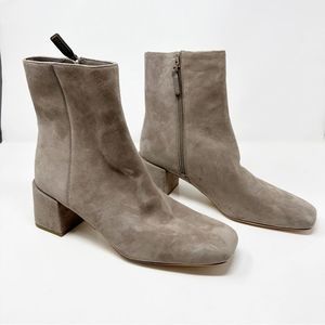 Vince Grey Suede Block Heel Booties Size 11